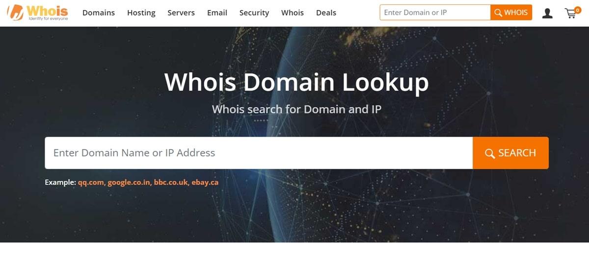 WHOIS lookup tool showing domain ownership verification process